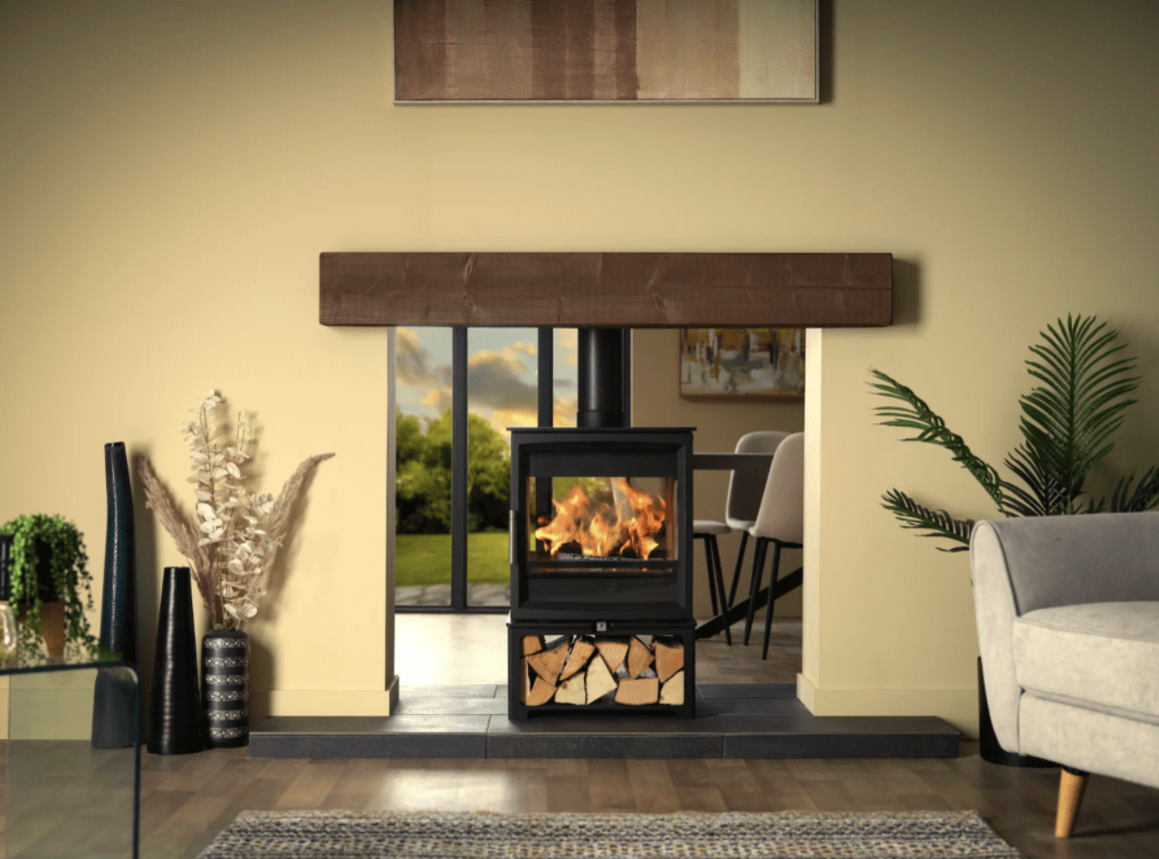 Charlton & Jenrick Woodtec 8KW Double Sided Wood Burning Stove - Inc Fuel Retainer
