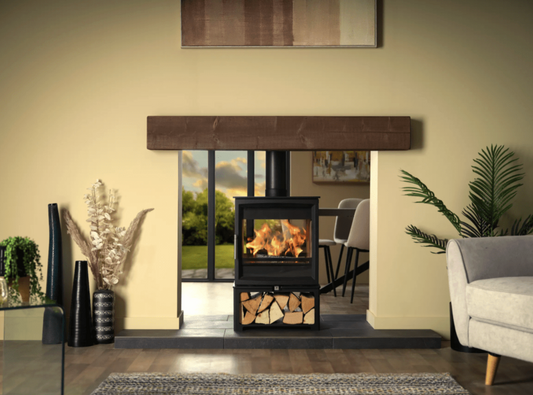 Charlton & Jenrick Woodtec 8KW Double Sided Wood Burning Stove - Inc Fuel Retainer