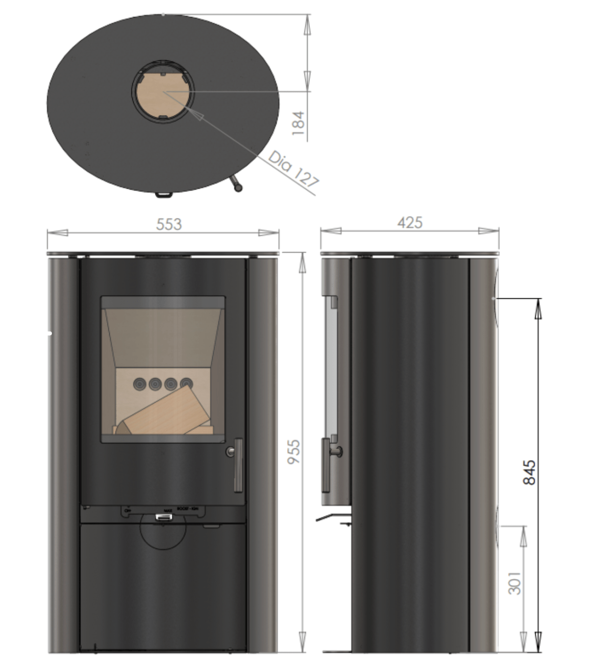 Charlton & Jenrick Fireline FCS Cylinder Stove