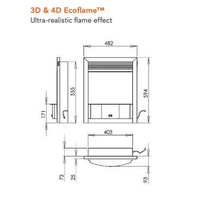 Charlton & Jenrick 3D Ecoflame Electric Stove - 16" Hearth Inset