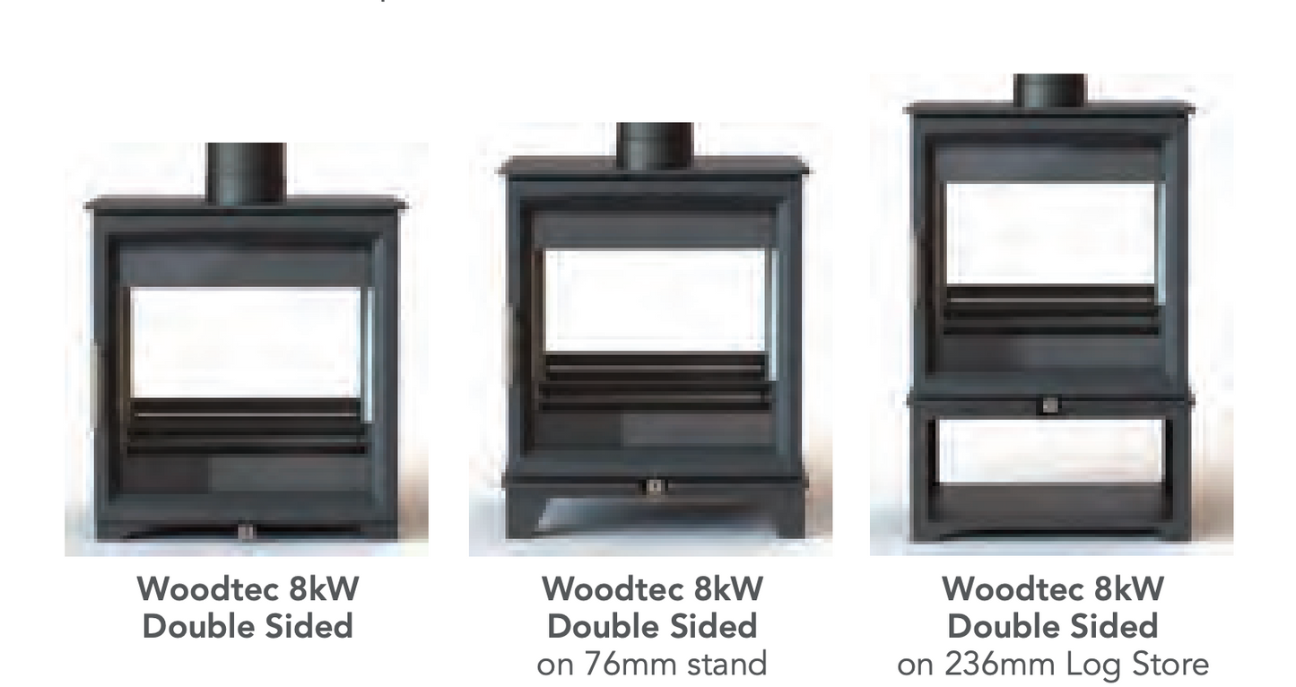 Charlton & Jenrick Woodtec 8KW Double Sided Wood Burning Stove - Inc Fuel Retainer